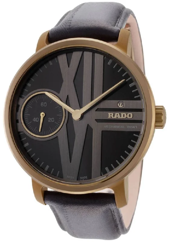 Limited Edition Rado DiaMaster RHW1 XXL Bronze Colored Ultra-Light High-Tech Ceramic Black Leather Black Dial Manual-Winding Mens Watch R14586155