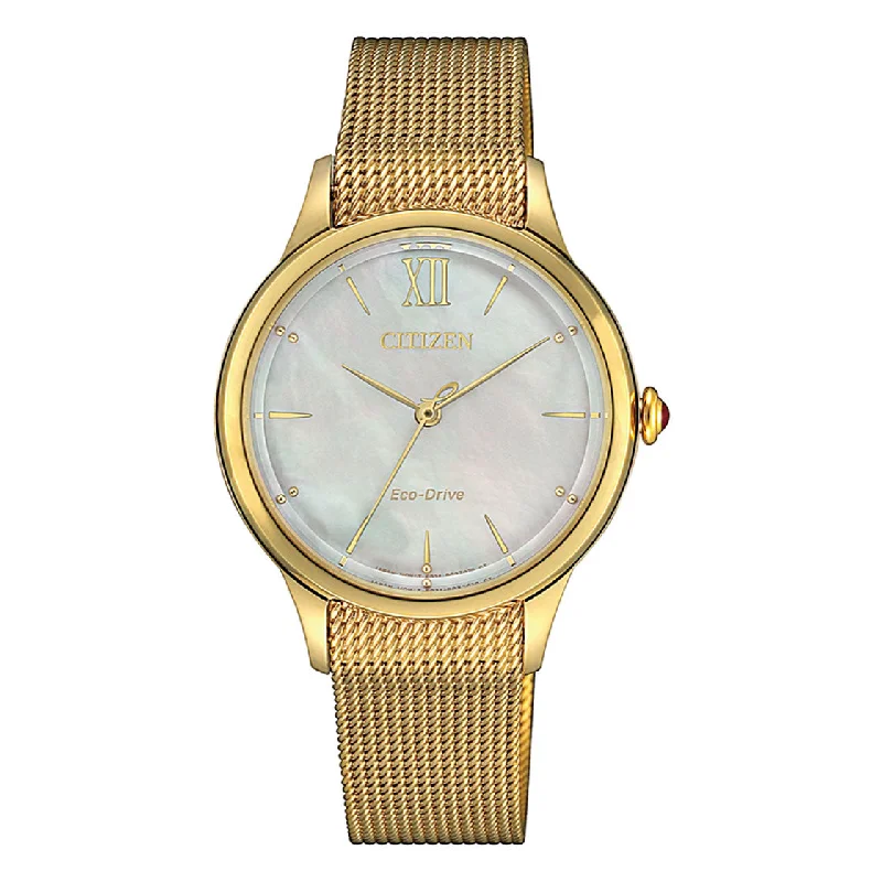 CITIZEN ECO-DRIVE LADIES WATCH MOTHER-OF-PEARL DIAL - EM0812-89D