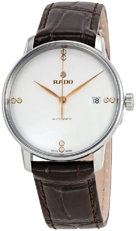 Rado Coupole Classic L Silver Dial Brown Leather Strap Automatic Mens Watch R22860725