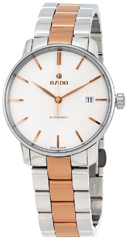 Rado Coupole Two Tone Stainless Steel Ceramos Silver Dial Date Automatic Mens Watch R22860022