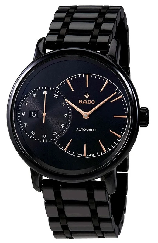 Rado DiaMaster Grande Seconde High-Tech Ceramic Black Dial Date Automatic Mens Watch R14127152