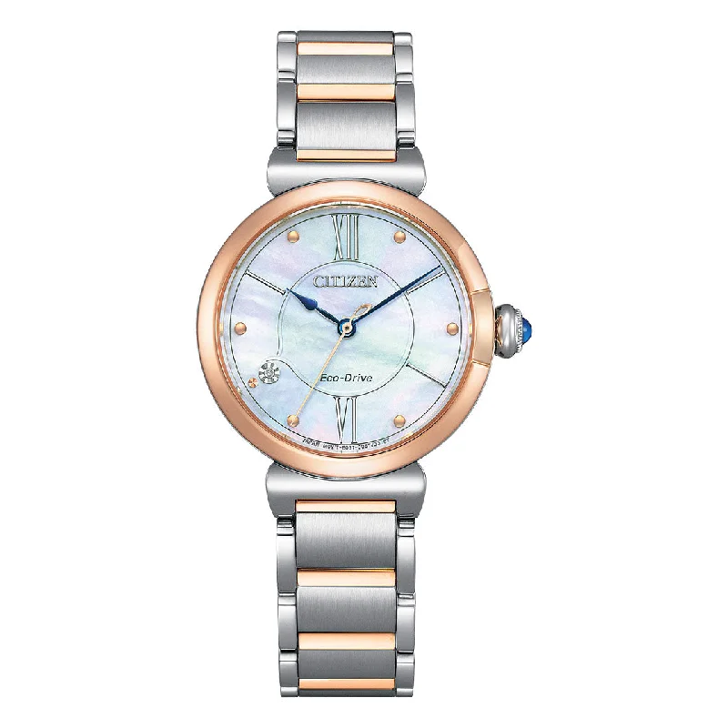 CITIZEN ECO-DRIVE LADIES WATCH MOTHER-OF-PEARL DIAL - EM1074-82D